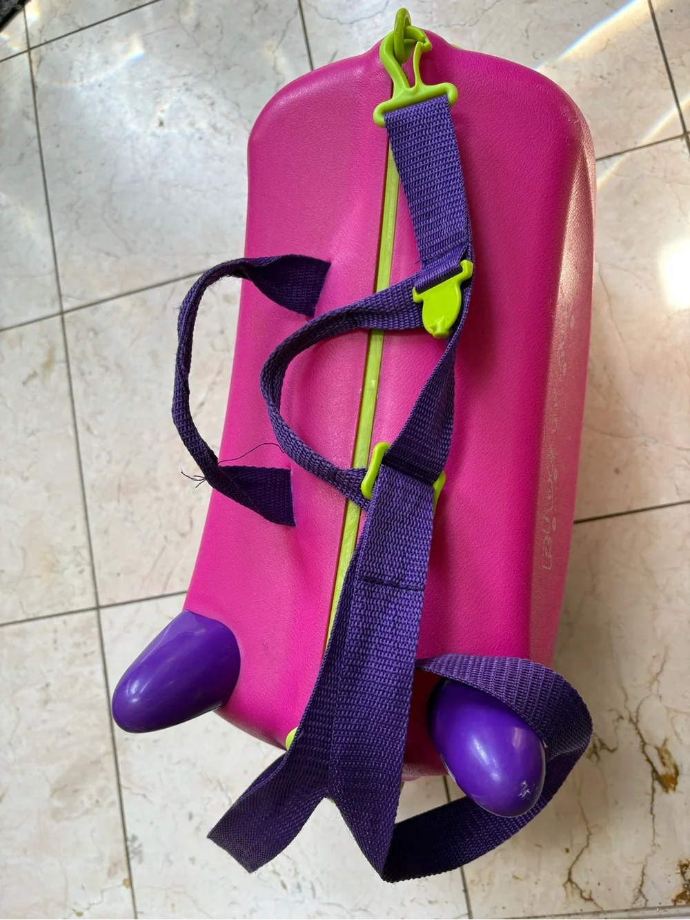 Ride'n Roll Pink Kids Ride-On Suitcase with- Purple Straps Accents